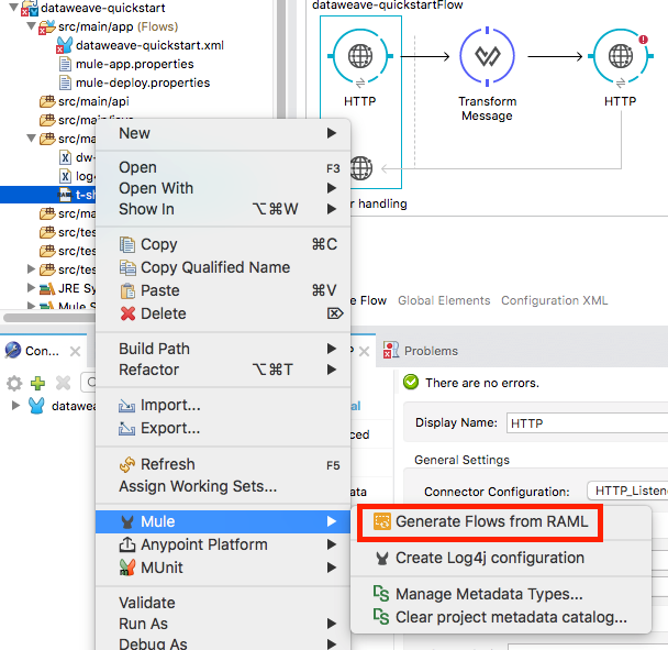 dataweave quickstart flows from raml