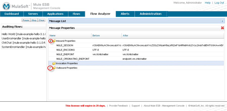 audit msg properties