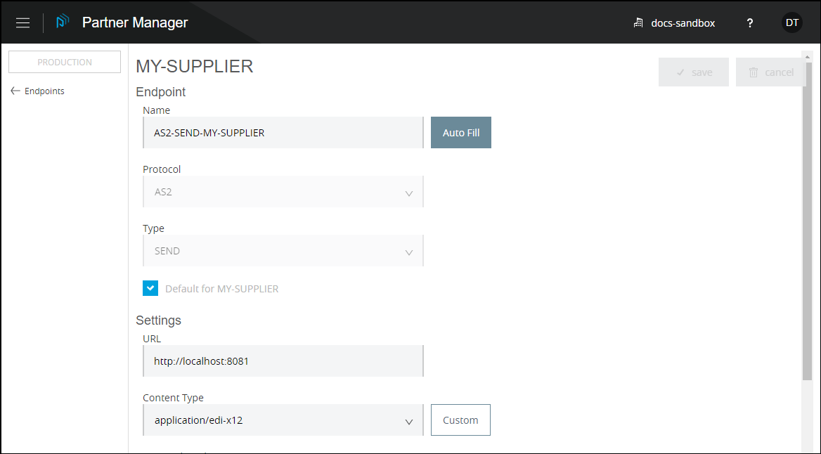 endpoint settings