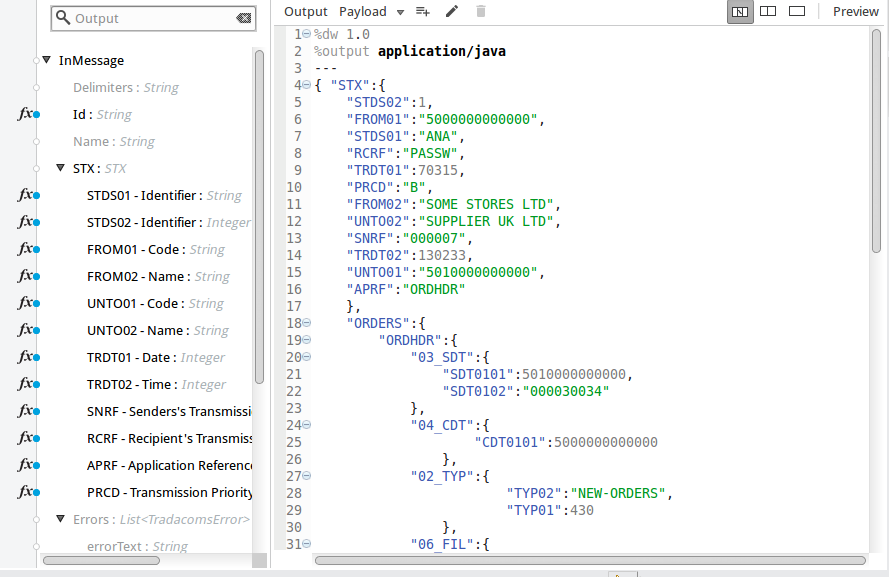 tradacoms dw configuration