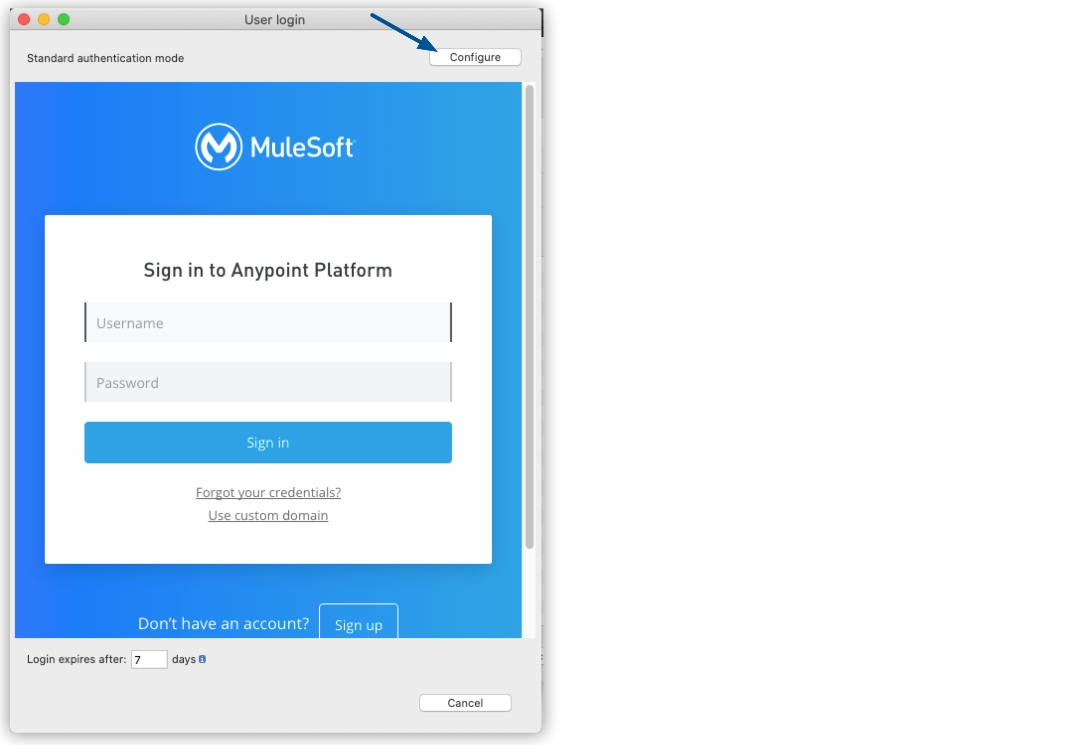 configure authentication idp